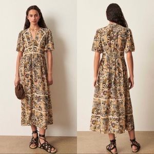 Ba&sh Benja V-Neck Floral Long Shirt-Dress Size XS
